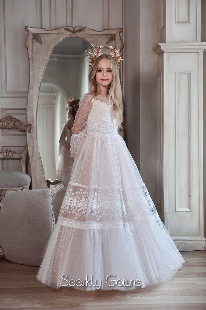 Boho Chic Princess Flower Girl Communion Dress Celestial 3133 Pre-order 2-3 years / Ivory Boho Chic Princess Flower Girl Communion Dress Celestial 3133 Pre-order 2-3 years / Ivory