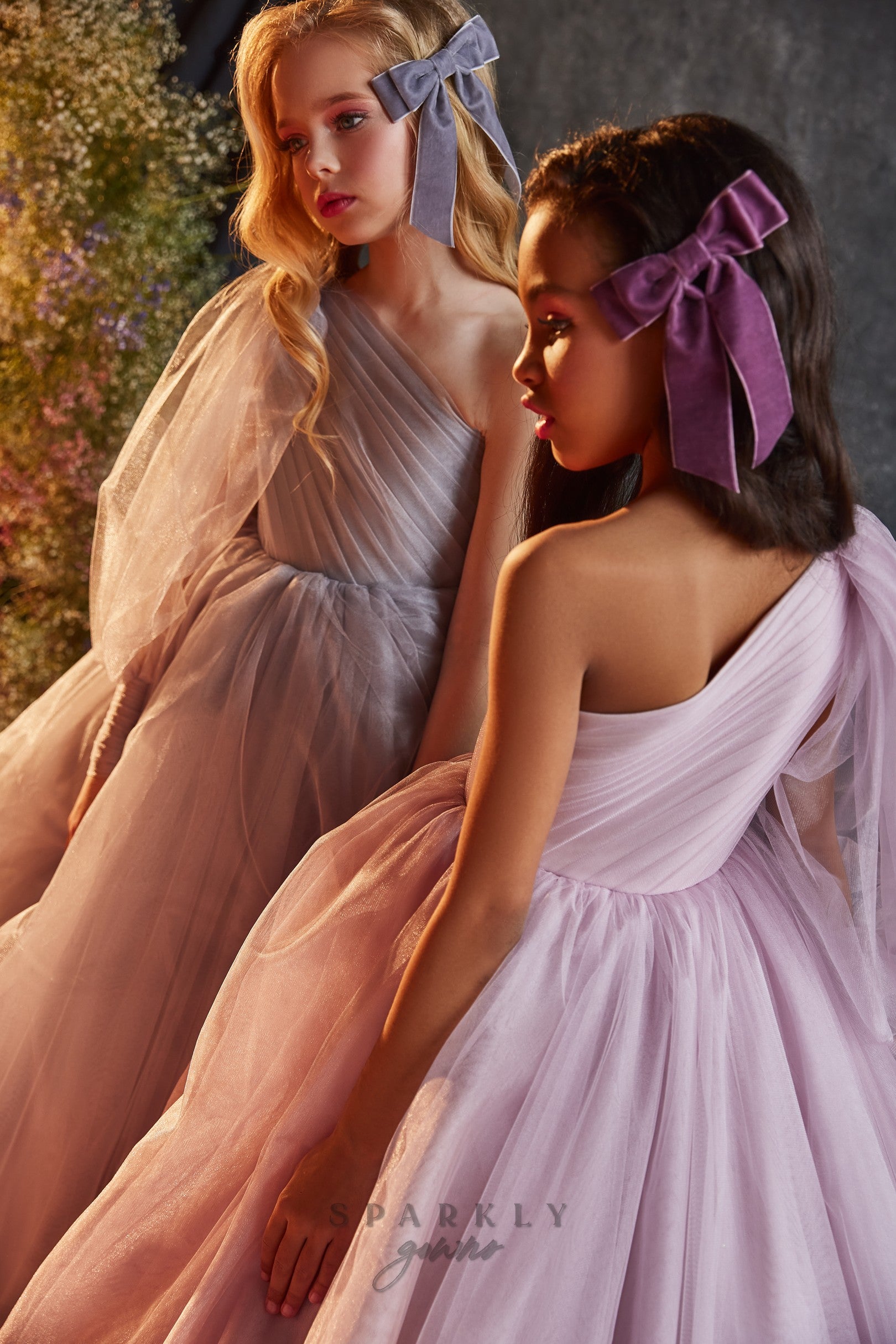 One-Shoulder Voluminous Sleeve Princess Ball Gown Skirt Flower Girl Co Sparkly Gowns One-Shoulder Voluminous Sleeve Princess Ball Gown Skirt Flower Girl Co Sparkly Gowns
