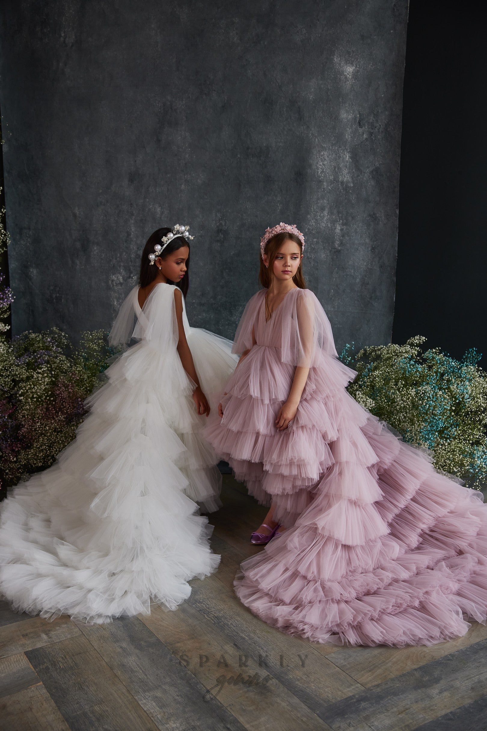 High-Low Ruffles Wings Sleeves Tulle Flower Girl Dress Celestial 3213 – Sparkly Gowns High-Low Ruffles Wings Sleeves Tulle Flower Girl Dress Celestial 3213 – Sparkly Gowns
