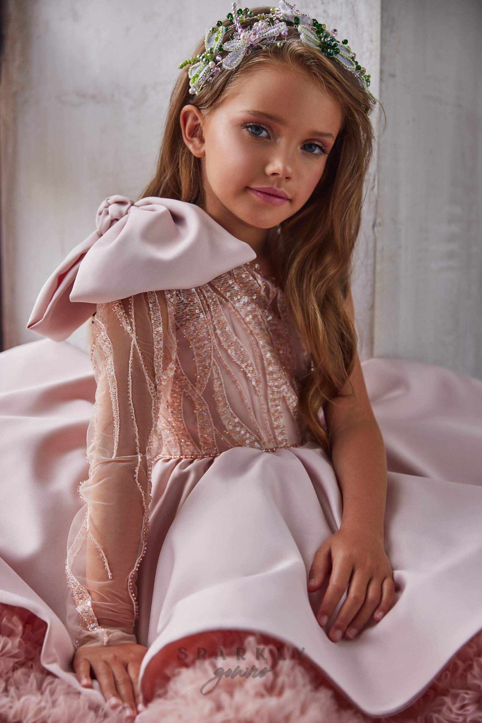 Birthdays One-Shoulder Fluffy Short Skirt Children Dress Celestial 3217 7-8 years / New fabric's color. It is different to the original picture ( Birthdays One-Shoulder Fluffy Short Skirt Children Dress Celestial 3217 7-8 years / New fabric's color. It is different to the original picture (