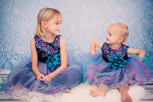 Sequin Top Layered Tulle Tricolor Baby Dress