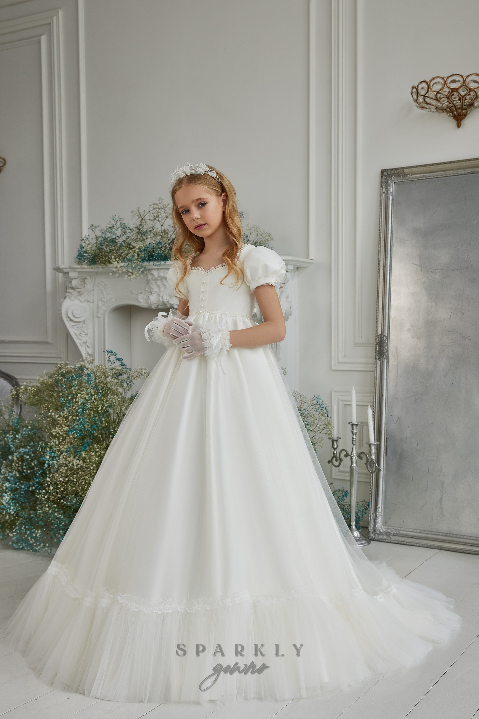 fashion angel communion dresses Celestial Lace First Communion Dress