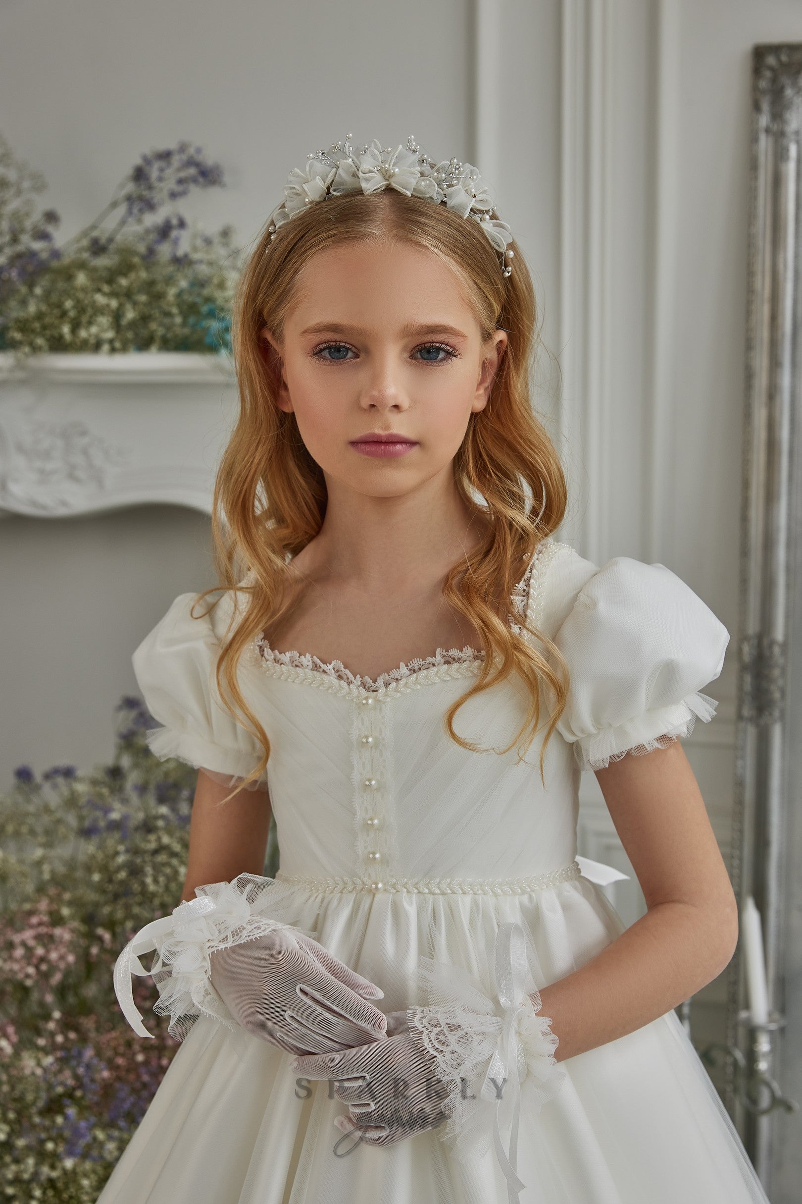 catholic first communion dresses Puffed Sleeves First Communion Dress Celestial 3300 Pre-order 2-3 years / As in the photo (Ivory)