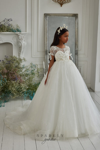 Floral Lace Princess Ball Gown First Communion Dress Celestial 3305 ...