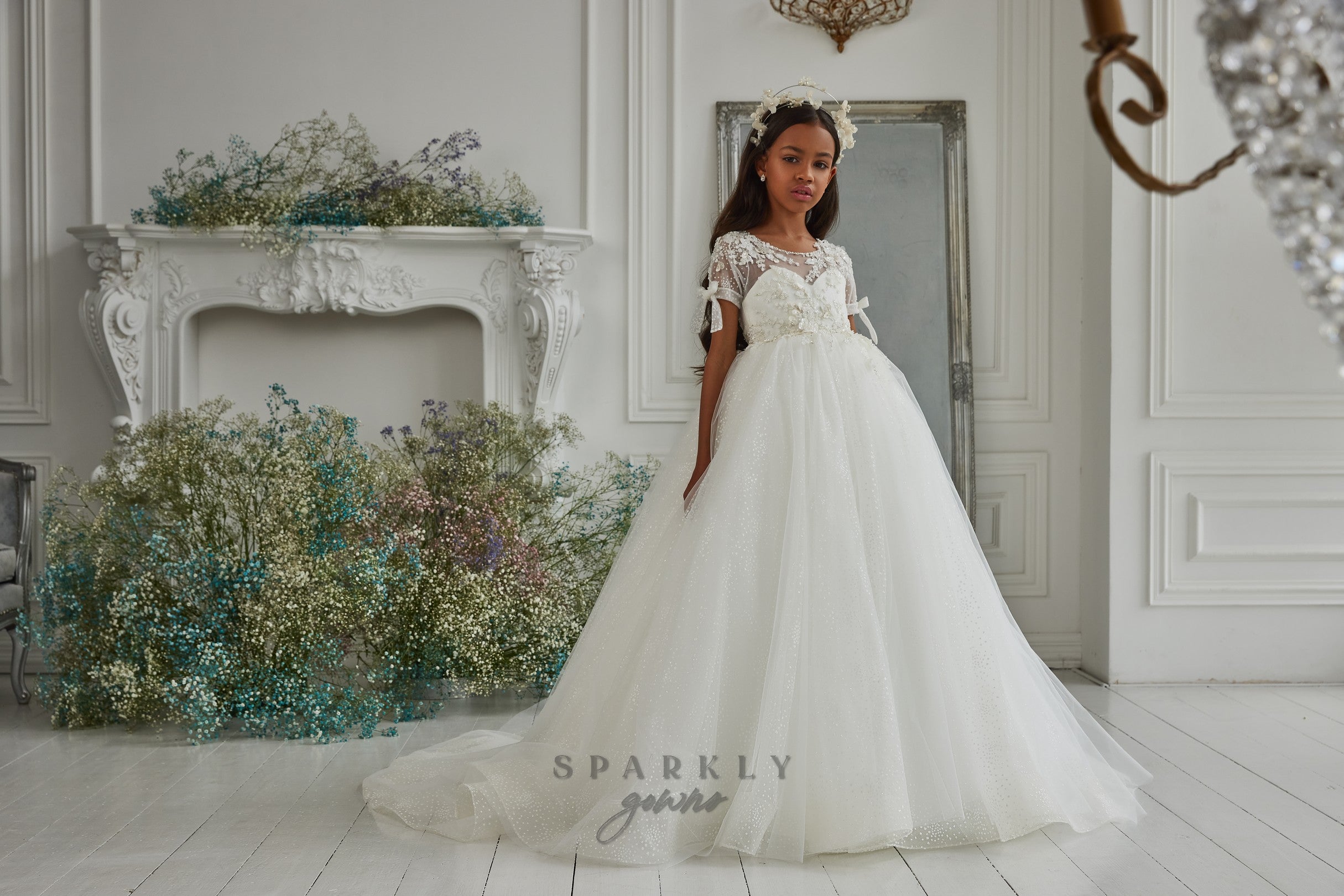 princess style communion dresses Princess Ball Gown for Holy First Communion Pre-order 3T-4T / Ivory