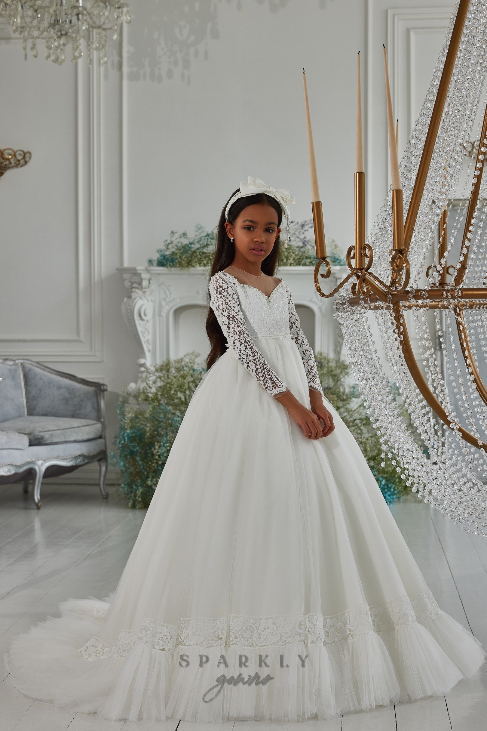 Long Sleeves Ball Gown Skirt First Communion Dress Celestial 3309 Pre-order 5-6 years / As in the photo (Ivory) Long Sleeves Ball Gown Skirt First Communion Dress Celestial 3309 Pre-order 5-6 years / As in the photo (Ivory)