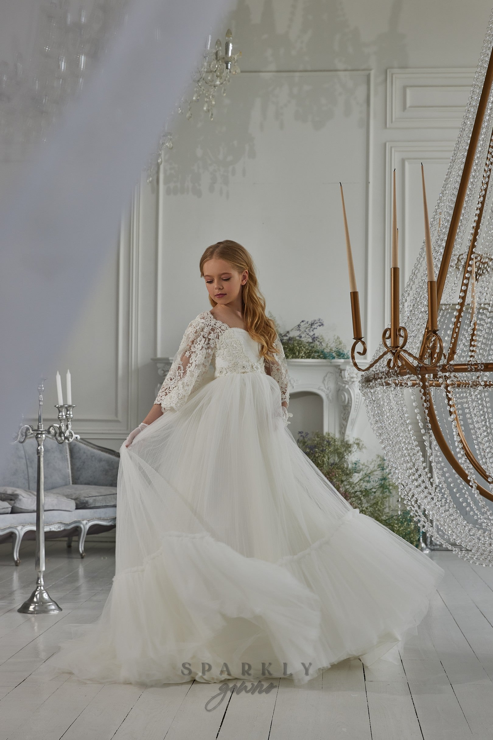 Boho Style Butterflies Sleeves First Communion Dress Celestial 3314 Pre-order 7-8 years / White with another lace Boho Style Butterflies Sleeves First Communion Dress Celestial 3314 Pre-order 7-8 years / White with another lace