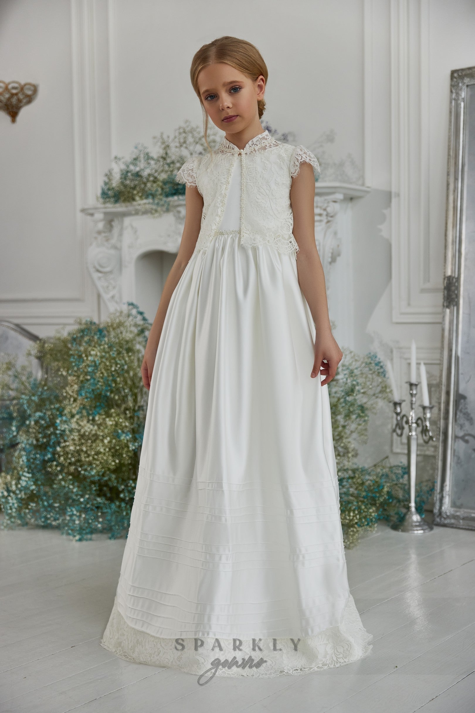 uukiA Child Girl 2-11 Years Embroidered Mesh Sequined Petal Sleeve Fashion  Party Wedding Dress - Walmart.com