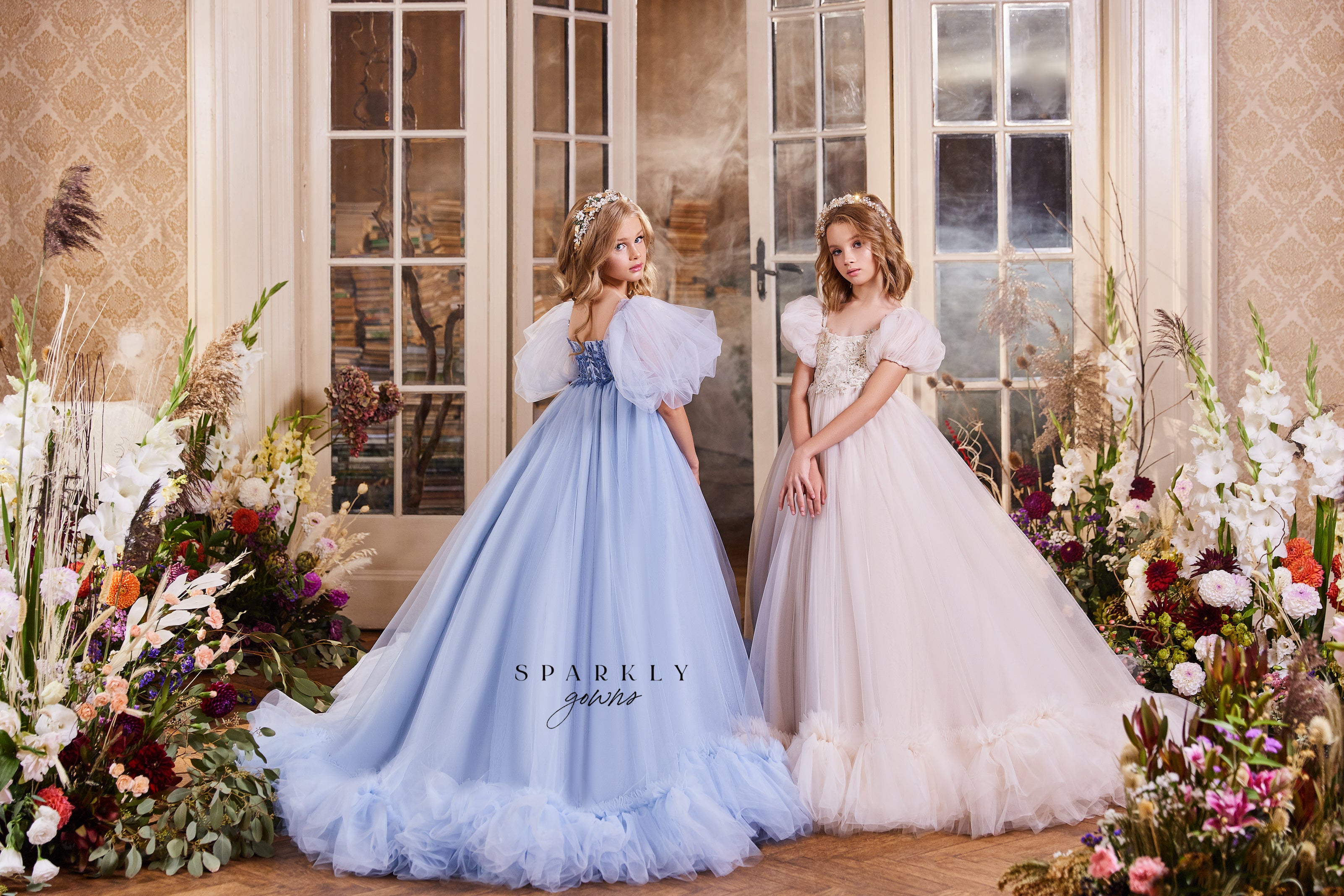 Puffy Sleeves Girl First Communion Dress Celestial 3403 4 years / RoyalBlue Puffy Sleeves Girl First Communion Dress Celestial 3403 4 years / RoyalBlue