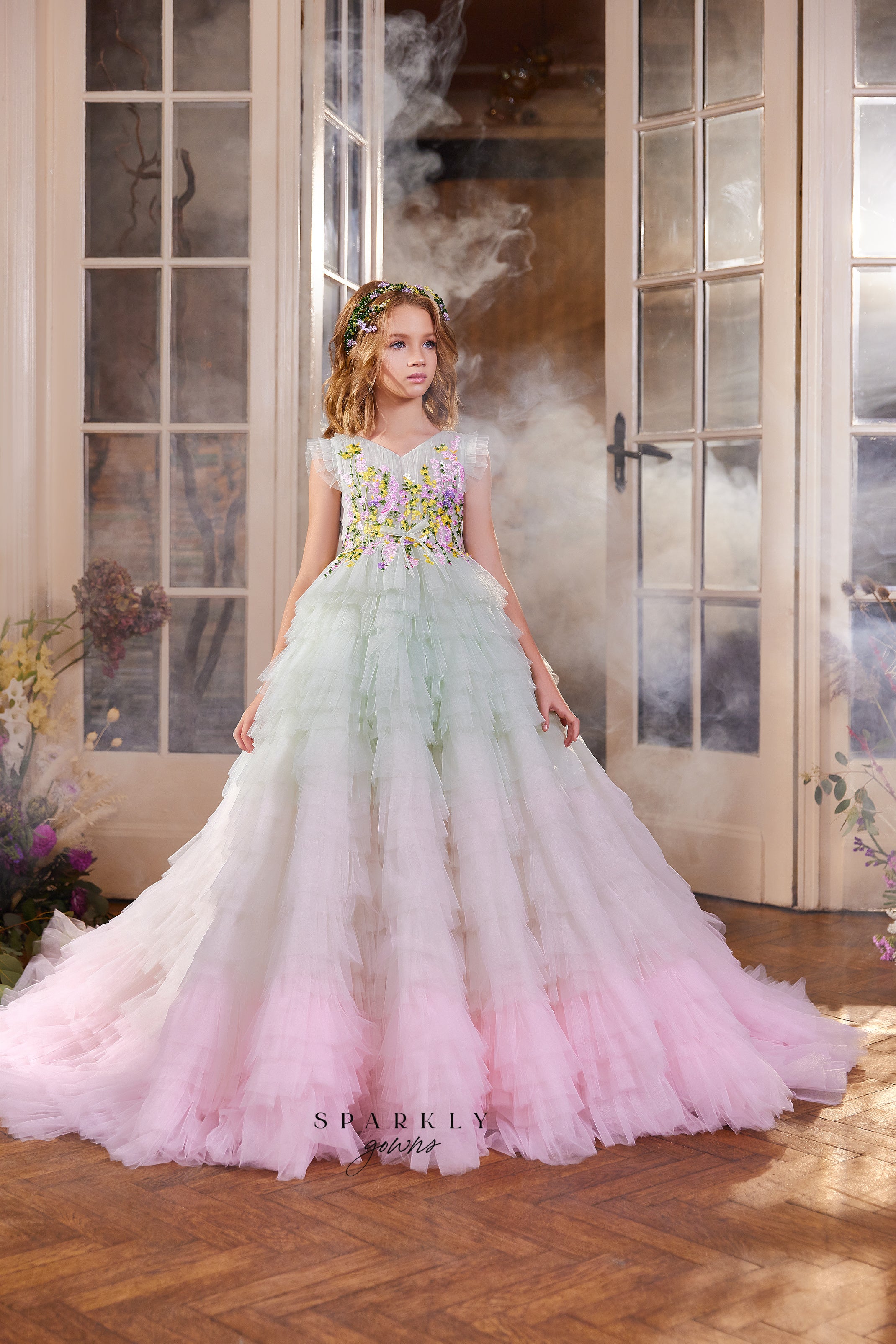 Sleeveless Flower Girl First Communion Ball Gown Celestial 3430 Pre-order Custom Size>11 +$50 / PaleGreen/ LightPink Sleeveless Flower Girl First Communion Ball Gown Celestial 3430 Pre-order Custom Size>11 +$50 / PaleGreen/ LightPink