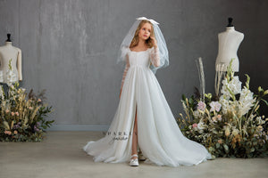 In Stock Size 7 Long Sleeves  A-line  Dress Celestial 3500