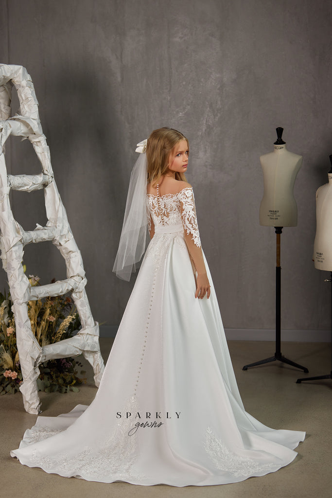 Embroidered Flower Girl First Communion Dress Celestial 3506 4 Years / Ivory Embroidered Flower Girl First Communion Dress Celestial 3506 4 Years / Ivory