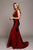 Fitted Satin Sleeveless  Open Back  Burgundy Evening Gown AC370