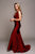 Fitted Satin Sleeveless  Open Back  Burgundy Evening Gown AC370