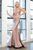 Fitted Satin Sleeveless  Open Back Dusty Mint Evening Gown AC370