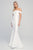 Off-the-Shoulders Satin Fitted Evening Withe Gown AC373W