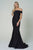 Off-the-Shoulders Satin Fitted Emerald Evening Dress AC373