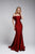 Off-the-Shoulders Satin Fitted Burgundy Evening Dress AC373