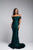 Off-the-Shoulders Satin Fitted Evening Withe Gown AC373W