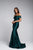 Off-the-Shoulders Satin Fitted Evening Withe Gown AC373W