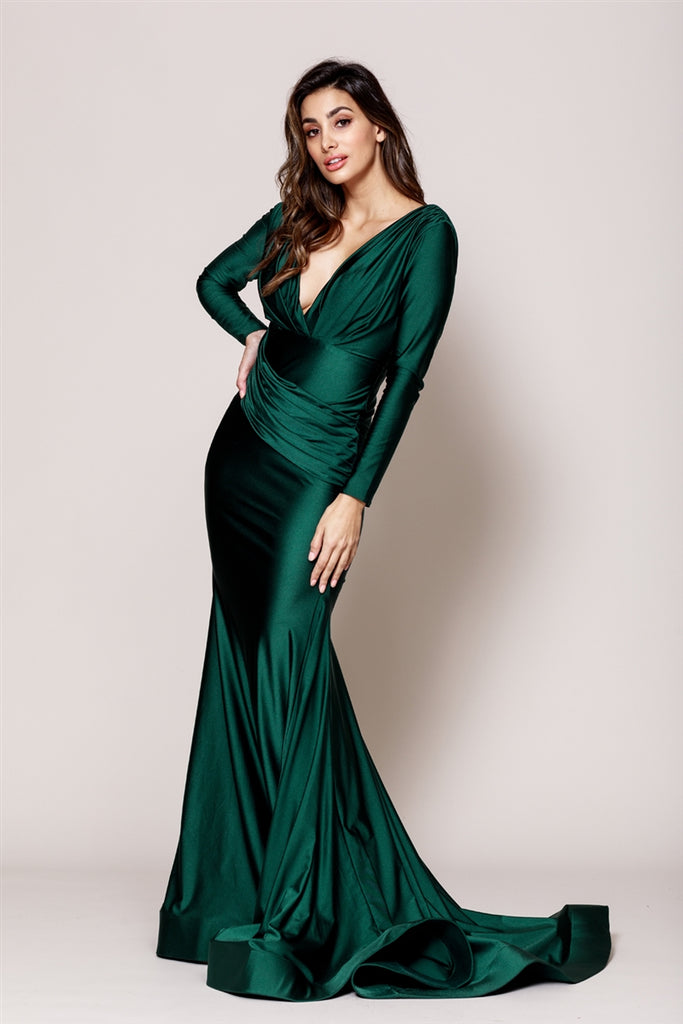 Emerald Green Evening Gowns Long Sleeves Formal Dresses Women | Prom  dresses long mermaid, Long sleeve dress formal, Long sleeve evening gowns