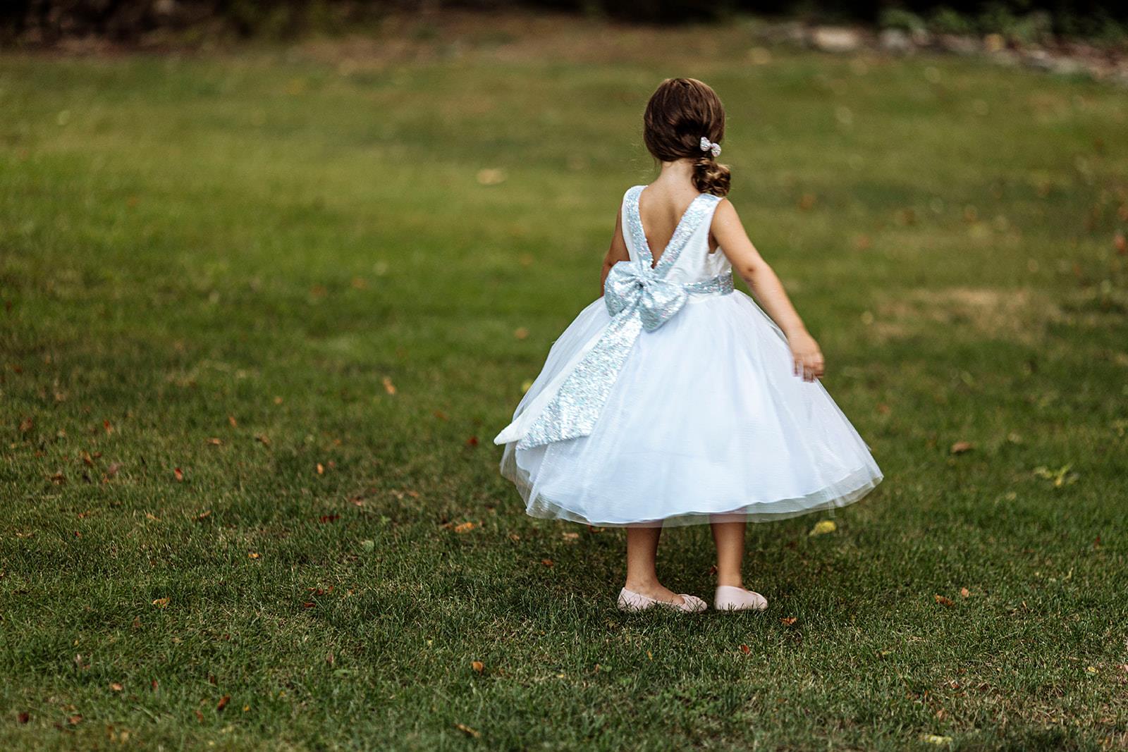 Off-White Silver Sequin V Back Dress Flower Girl Dress 498 8 / Off-White Off-White Silver Sequin V Back Dress Flower Girl Dress 498 8 / Off-White