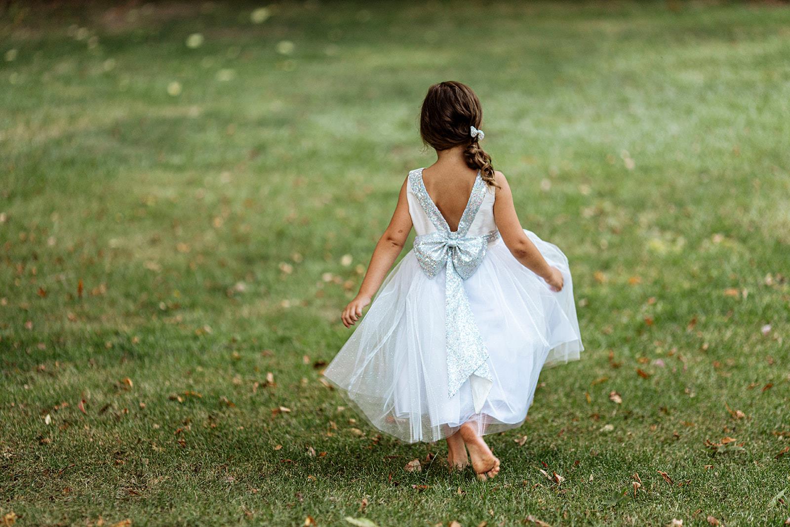 Off-White Silver Sequin V Back Dress Flower Girl Dress 498 8 / Off-White Off-White Silver Sequin V Back Dress Flower Girl Dress 498 8 / Off-White