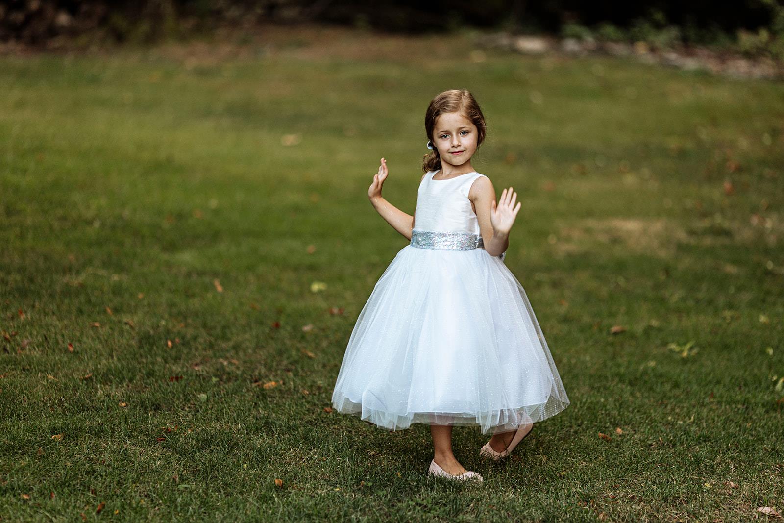Off-White Silver Sequin V Back Dress Flower Girl Dress 498 8 / Off-White Off-White Silver Sequin V Back Dress Flower Girl Dress 498 8 / Off-White