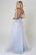 Vestido azul romántico de corte A con apliques florales AC5013