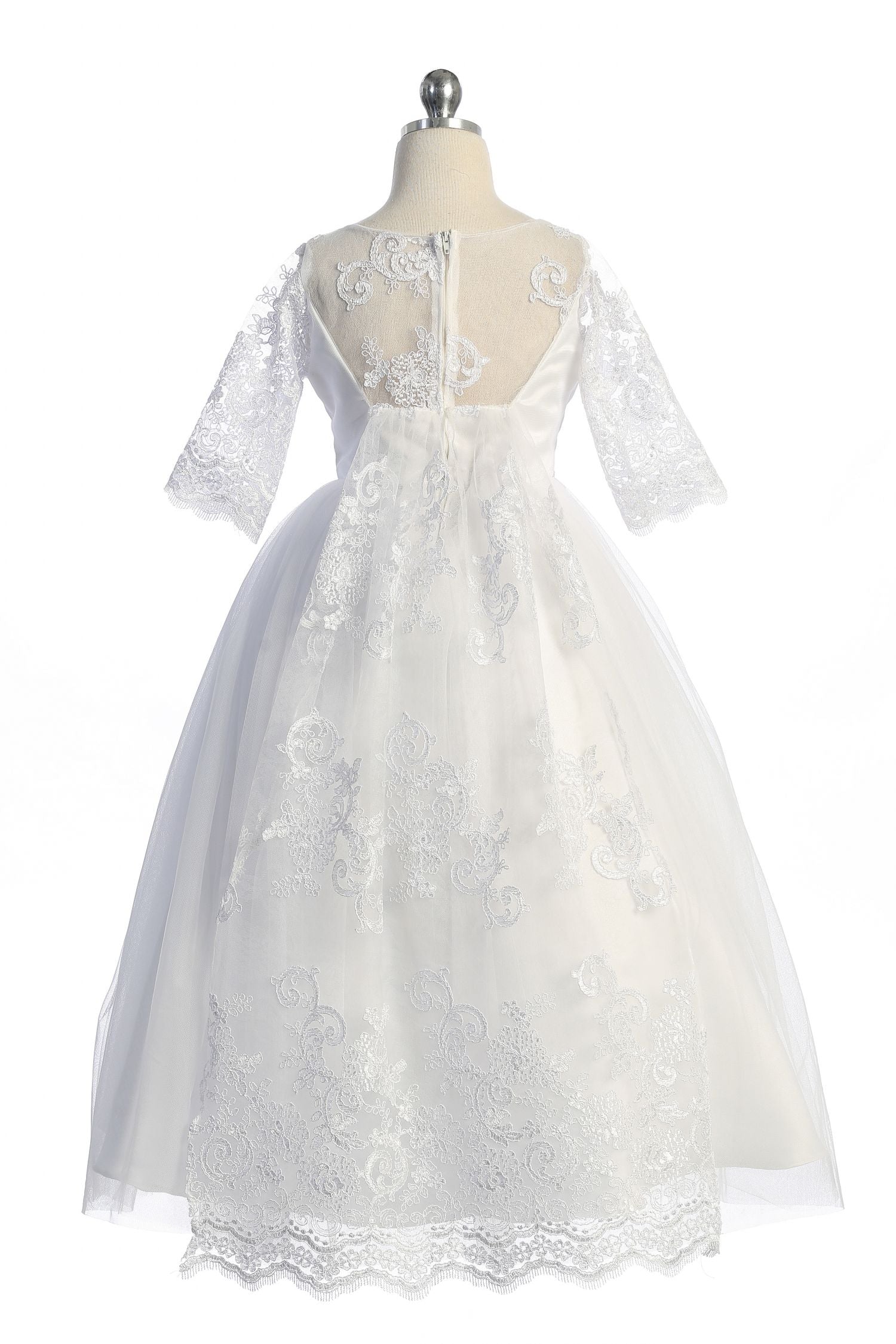 Half Sleeve Cording Lace Waterfall First Communion Dress 510 Sparkly Gowns Half Sleeve Cording Lace Waterfall First Communion Dress 510 Sparkly Gowns