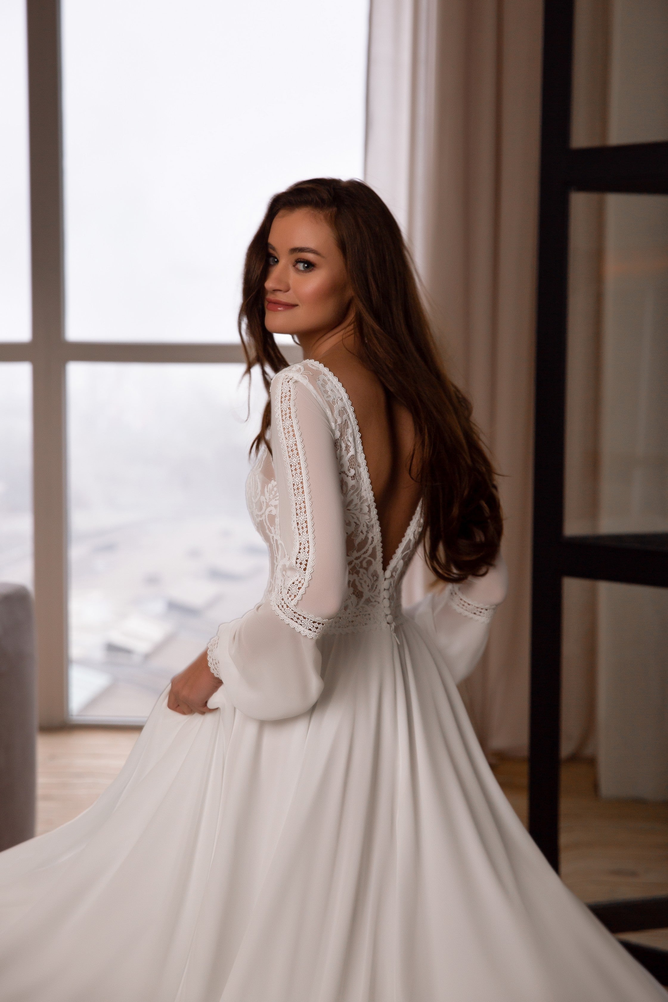 Bishop Sleeves Romantic Bohemian Wedding Gown 5128 – Sparkly Gowns Bishop Sleeves Romantic Bohemian Wedding Gown 5128 – Sparkly Gowns