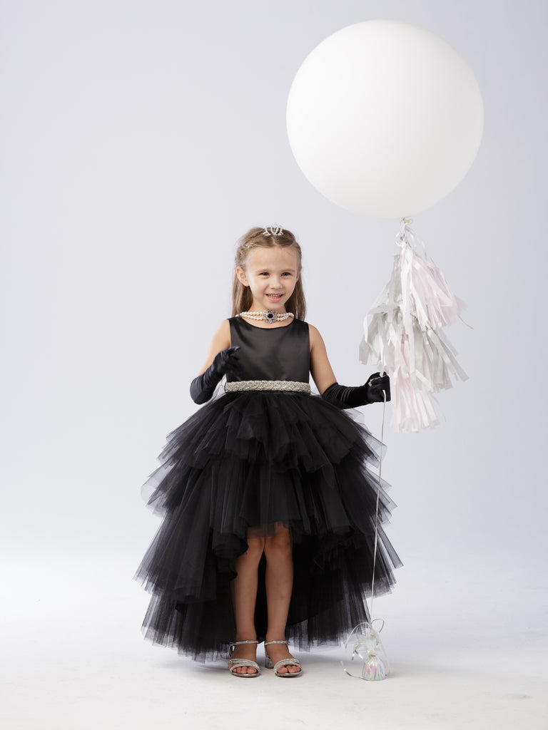 Black Ruffled Tulle High-Low Flower Girl Dress 5658 16 +$20 / Black Black Ruffled Tulle High-Low Flower Girl Dress 5658 16 +$20 / Black