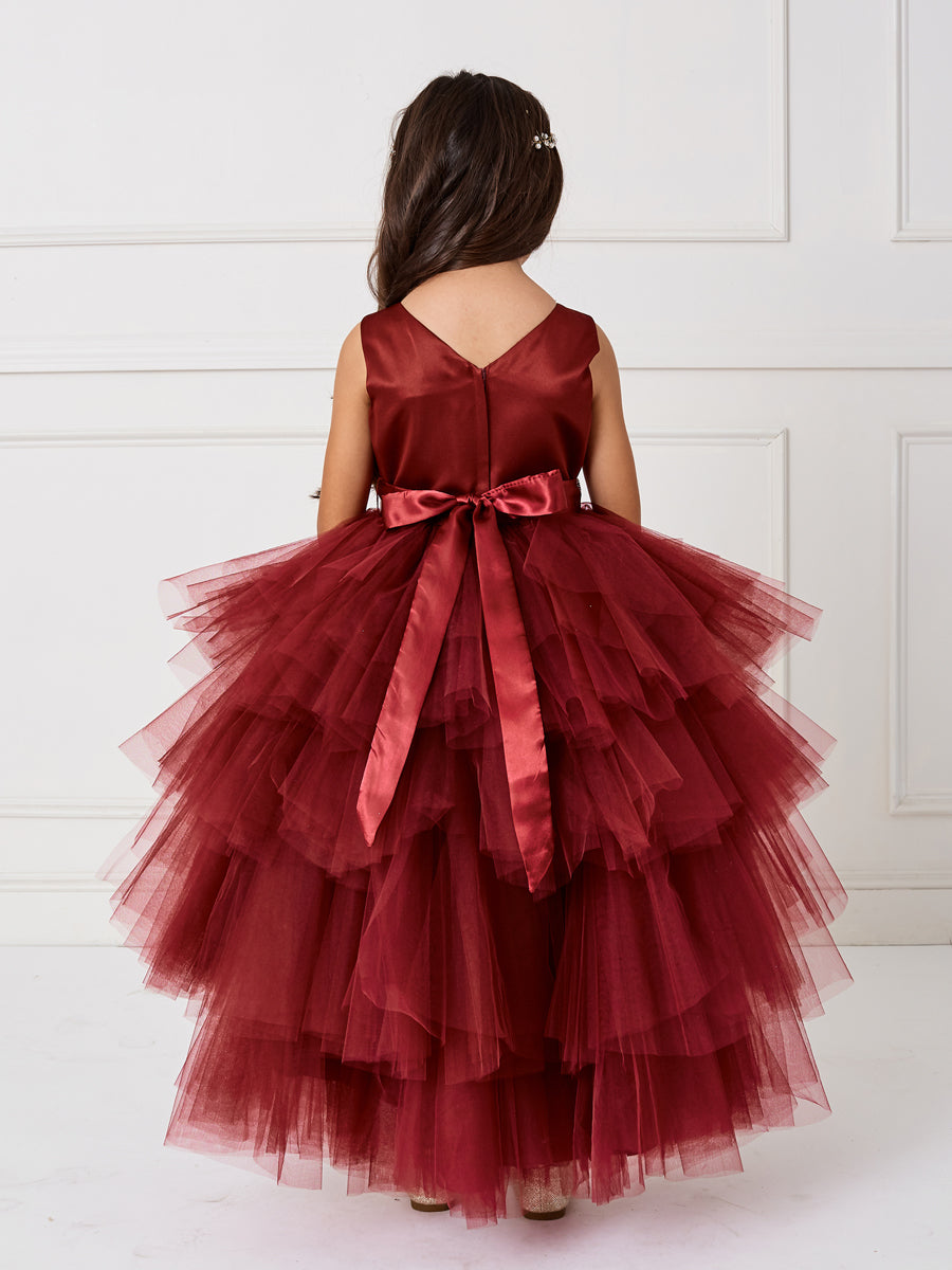 Ball Gown Amazon Flower Girl Dress Baby Party Flower Girl Dress (B-778) Burgundy/Gold S Ball Gown Amazon Flower Girl Dress Baby Party Flower Girl Dress (B-778) Burgundy/Gold S