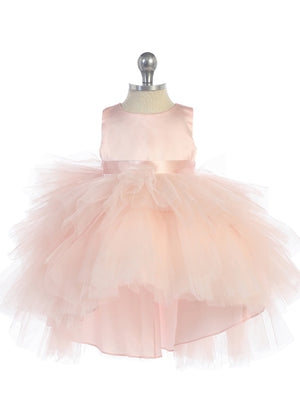 Blush Ruffled Tulle High-Low Flower Girl  Dress 5658