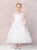 3/4 Soft Lace Sleeve Dress with Tulle Skirt 5724