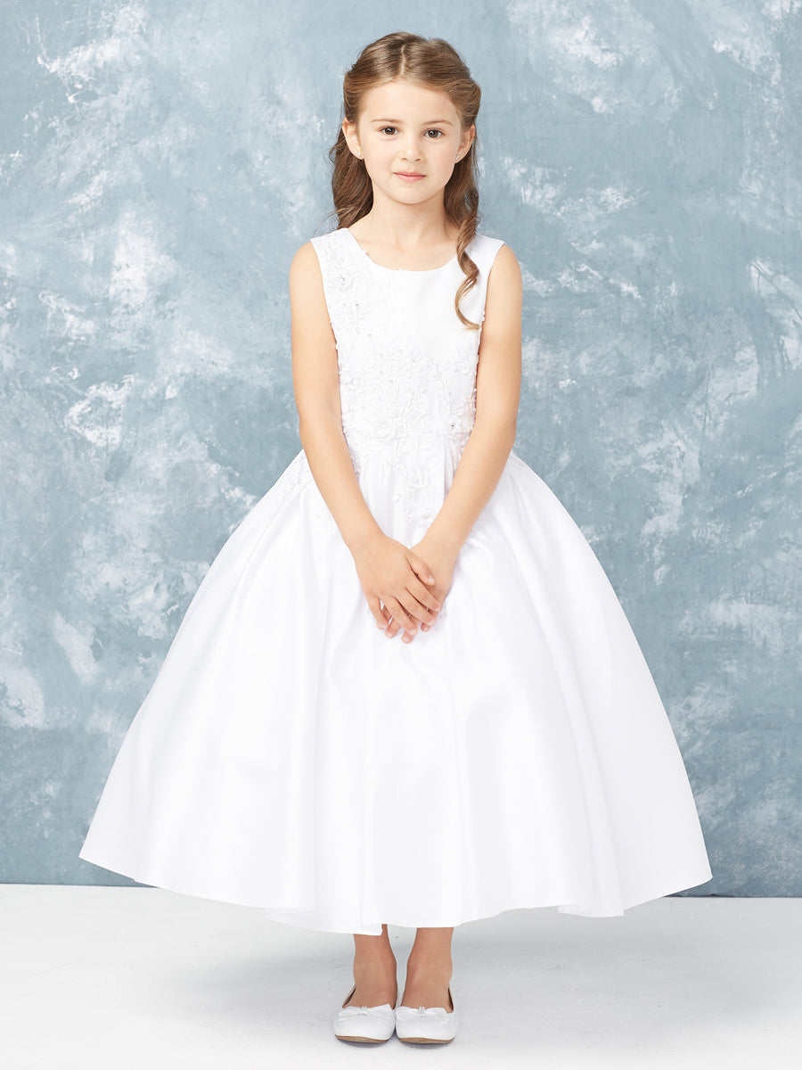 satin communion dresses Long Sleeve Flower Girl Dress First Communion Dress Satin Girl Dress Baby Wedding Dress Ball Gown Ivory Flower Girl Dress Toddler Girl Dress