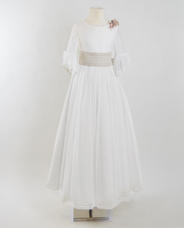 French Sleeves Linen Spanish Communion Gown Amaya  5570001MF Bellavista