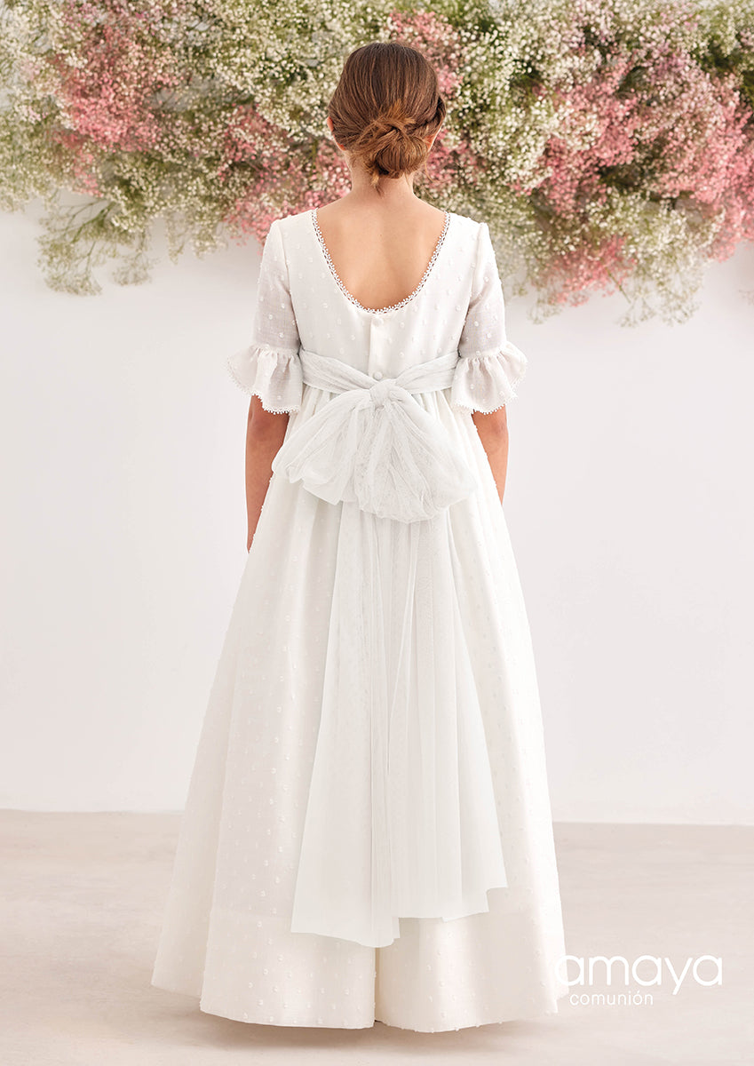 Medium Sleeves Linen Spanish Communion Gown Amaya 577002MD Bellavista Pre-Order 10 / Off White Medium Sleeves Linen Spanish Communion Gown Amaya 577002MD Bellavista Pre-Order 10 / Off White