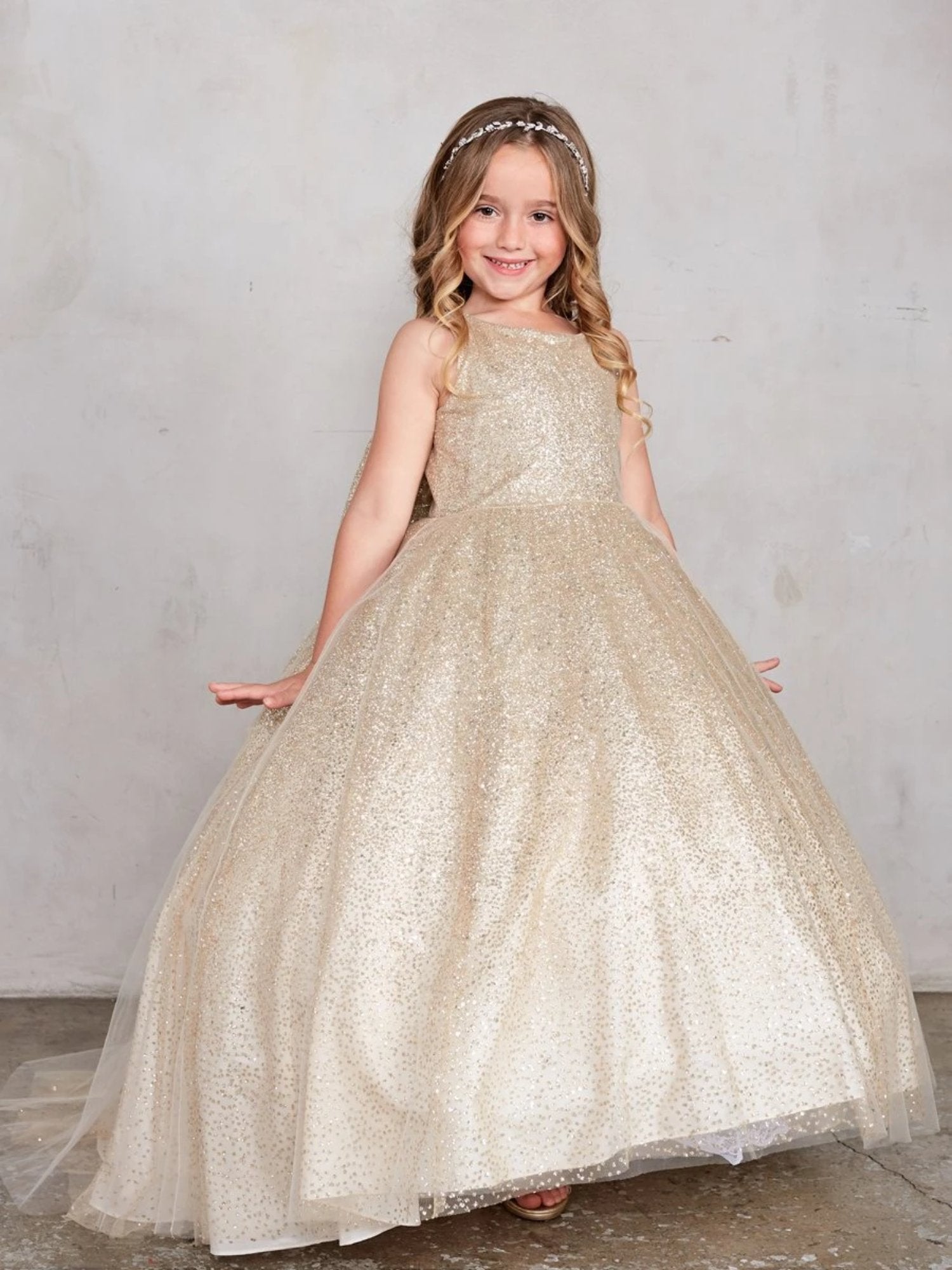 Glitter Ball Gown with Tail Gold Tip Top 5804 10 / Gold Glitter Ball Gown with Tail Gold Tip Top 5804 10 / Gold