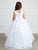 Asymmetric Skirt Glitter Bodice  Sleeveless  White Communion Flower Girl Dress  5814