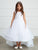 Asymmetric Skirt Glitter Bodice  Sleeveless  White Communion Flower Girl Dress  5814