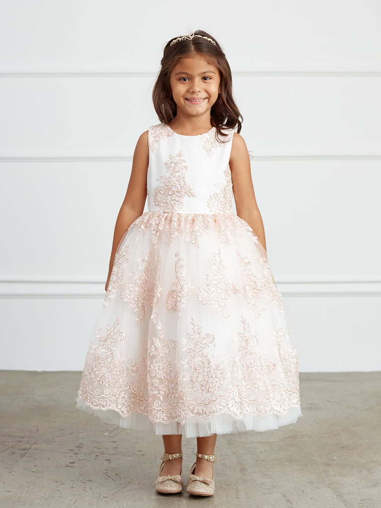 Scalloped Hemline Metallic Cording Flower Girl Dress 5816 6 / Blush (MistyRose) Scalloped Hemline Metallic Cording Flower Girl Dress 5816 6 / Blush (MistyRose)