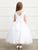 Scalloped hemline Illusion Neckline  Sleeveless  White Communion Flower Girl Dress  5819