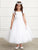 Cap Sleeves Lace Overlay Pearl Waistline First Communion Flower Girl Gown 5821