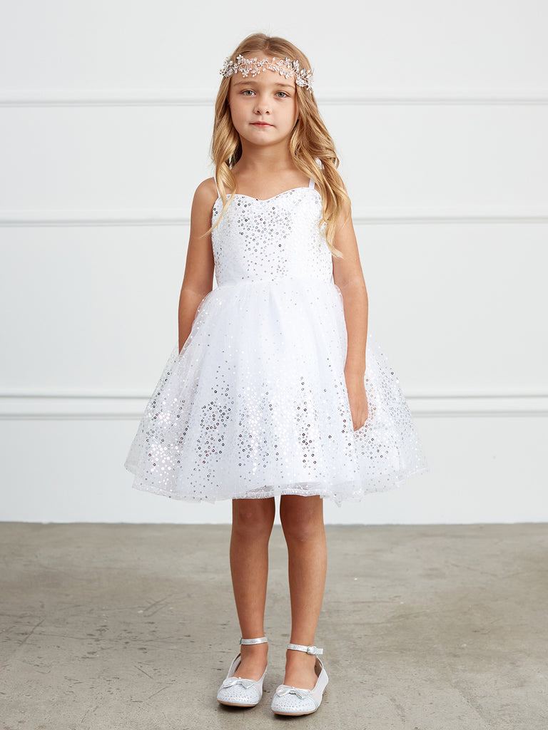 Silver Short Length Flower Girl Dress 5825S 2 years / Silver
