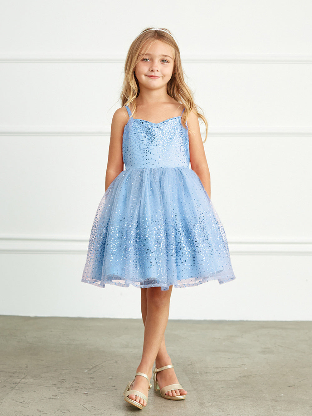 Sky Blue Short Length Flower Girl Dress 5825SB – Sparkly Gowns