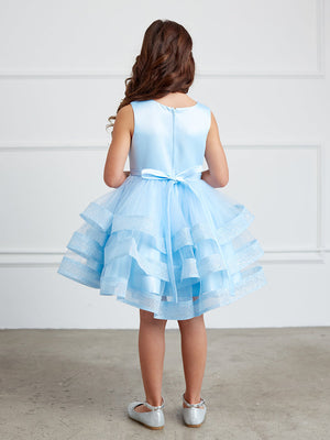 Ruffles Skirt Glitter Horse Hair Flower Girl Dress Sky Blue 5829SB