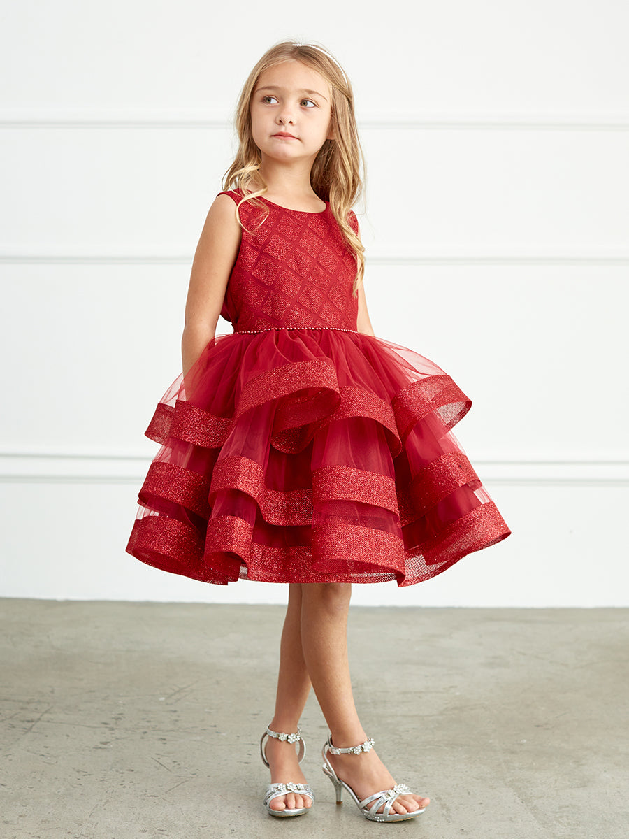 Ruffles Skirt Glitter Horse Hair Flower Girl Dress Burgundy 5829BU 10 / Burgundy (DarkRed) Ruffles Skirt Glitter Horse Hair Flower Girl Dress Burgundy 5829BU 10 / Burgundy (DarkRed)