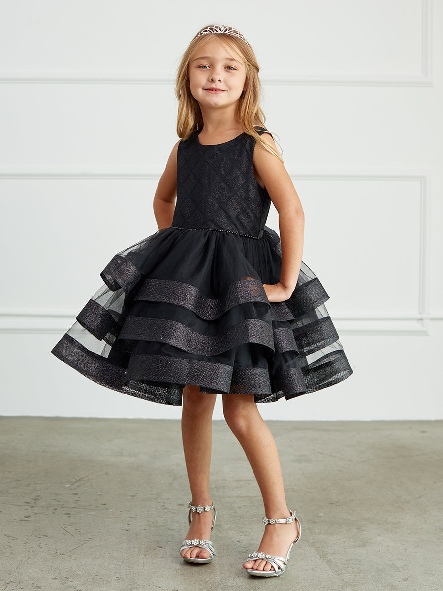 Ruffles Skirt Glitter Horse Hair Flower Girl Dress Black 5829Bl 8 / Black Ruffles Skirt Glitter Horse Hair Flower Girl Dress Black 5829Bl 8 / Black