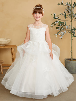 Lace Bodice Sparkling Glitter Tulle Layered Skirt Flower Girl 5850